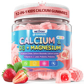 Nextdia front bottle showing strawberry kids calcium gummies and clear benefits