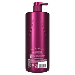 Nexxus back label close-up listing ingredients and usage benefits