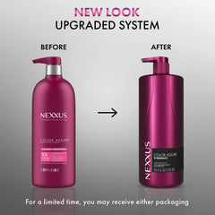 Nexxus pump dispensing shampoo for easy, controlled application