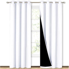 NICETOWN white curtains front view showing tailored look and light control benefit