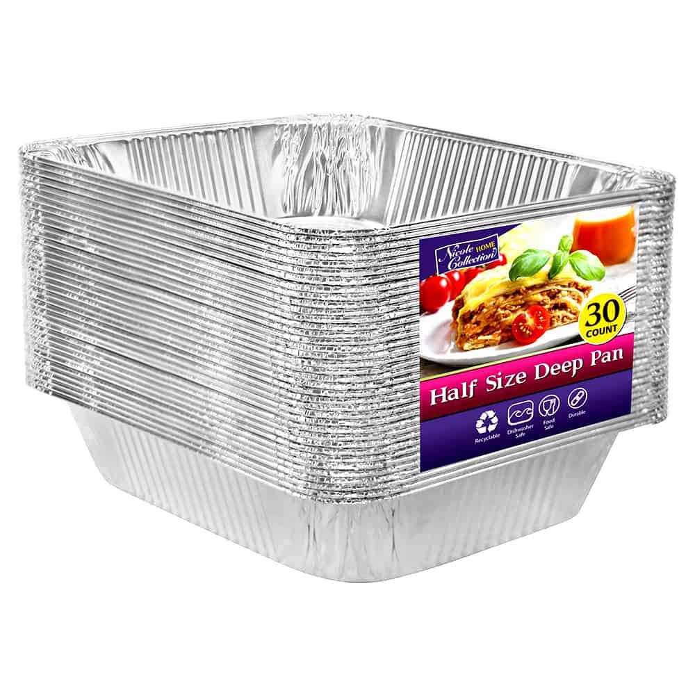 Nicole Home Collection front view of 30-pack pans showing compact packaging and convenience
