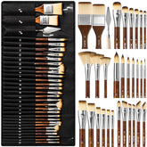 Nicpro front packaging showing full 30-piece brush set and nylon roll for easy transport and storage