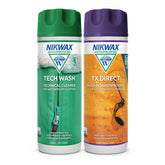Nikwax duo pack front label showing both 300ml bottles and benefits