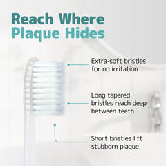 Nimbus close-up of tapered microfine bristles for gentle cleaning