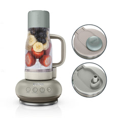 Ninja BlendBOSS front view in stone mint showing compact travel-ready design and benefit