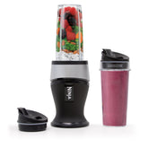 Ninja front view showing compact base and power button for quick blending