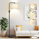 nintiue front view arc floor lamp showing sleek silhouette and ambient glow