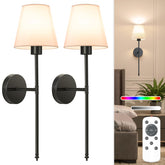 NIORSUN front view of black wall sconce set showing elegant silhouette and cordless convenience