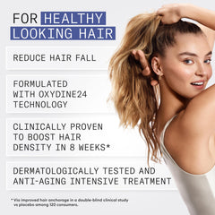 Applying Nioxin serum to scalp at bedtime to support overnight renewal