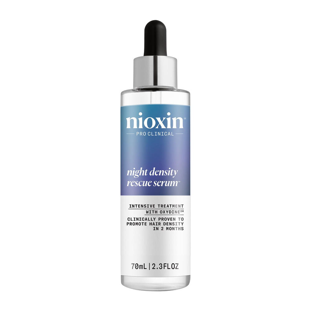 Nioxin front packaging showing serum benefit for thicker-looking hair
