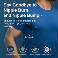 NipEaze adhesive close-up demonstrating sweat-resistant grip for athletes