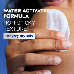 NIVEA bottle next to a hand for size comparison showing portable 13.5 fl oz benefit