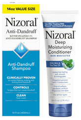 Nizoral shampoo front packaging showing ketoconazole 1% benefit