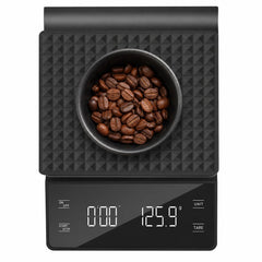 NKOVE scale front view showing slim profile and platform, precise brewing benefit