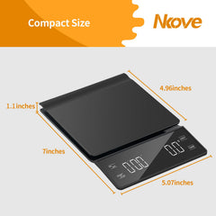 NKOVE scale showing timer during pour-over, helps consistent extraction