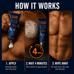 NO HAIR CREW applied with spatula illustrating easy, mess-free application for body