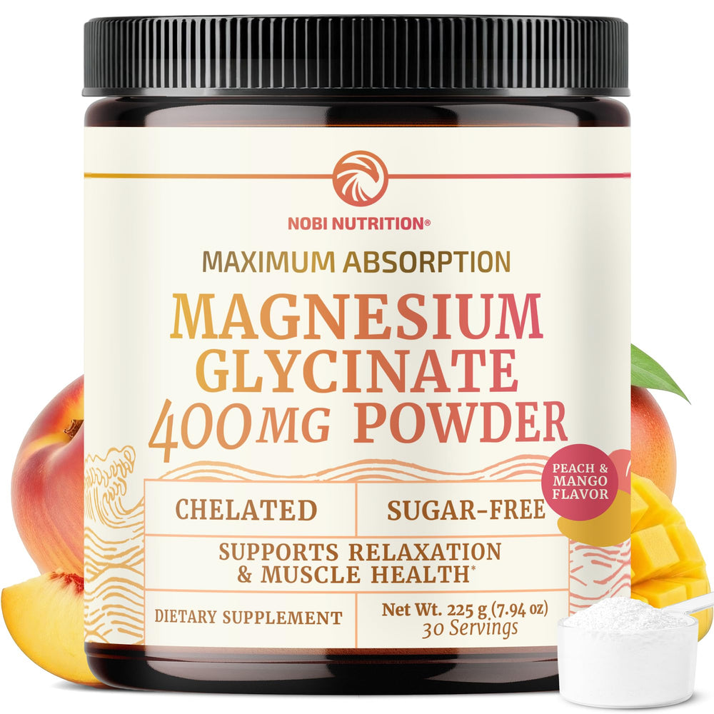 Nobi Nutrition front packaging showing magnesium glycinate benefit