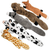 Nocciola front view of five-piece stuffing-free squeaky toy set showing variety and safety