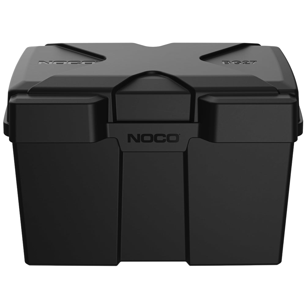 NOCO BG27 front view showing secure snap lid and easy access benefit