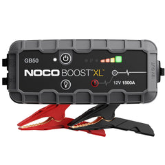 NOCO GB50 front view showing compact booster and rugged case for reliable starts