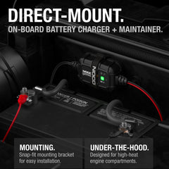 NOCO GENIUS2D mounted under the hood demonstrating secure onboard installation benefit