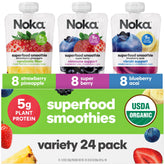 NOKA variety pack front box showing three flavors and counts, convenient grab-and-go