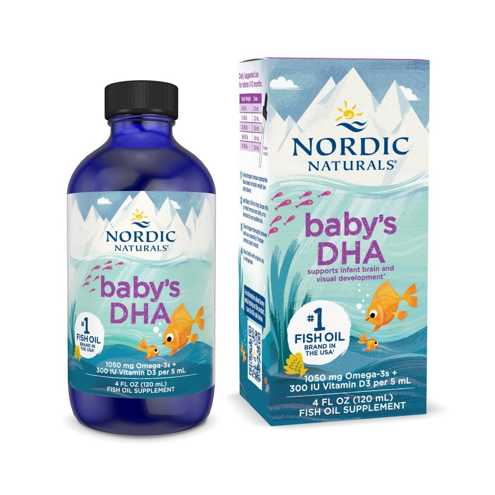 Nordic Naturals Baby’s DHA front bottle view showing label and benefits