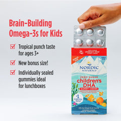 Nordic Naturals individual foil packs lined up, demonstrates single-serve convenience