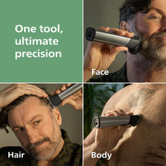 Norelco 7000 laid out with 22 attachments for versatile grooming options