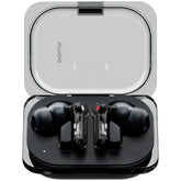 Nothing Ear (a) front view showing sleek earbuds and clear design benefit