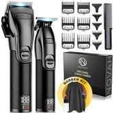 Novah front view of cordless clippers showing metal body and ergonomic grip for professional handling