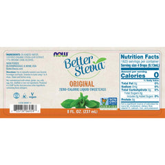 NOW Foods pipette dispensing BetterStevia drops into a glass to show easy, precise dosing benefit