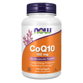 NOW CoQ10 front packaging showing 150 softgels and brand