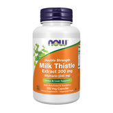 NOW front bottle view showing double strength milk thistle for convenient dosing