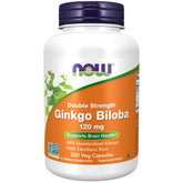 NOW bottle front view showing double strength ginkgo for consistent dosing