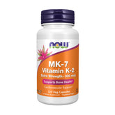 NOW MenaQ7 MK-7 front packaging showing bottle and label, clear product identity and benefits