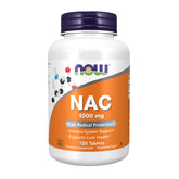 NOW NAC front packaging showing bottle and 120 tablet count benefit clarity