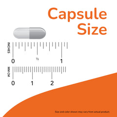 NOW Foods capsule beside a teaspoon for scale to demonstrate the 250-count bottle value