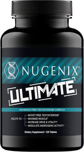 Nugenix Ultimate front bottle view showing supplement branding and tablets