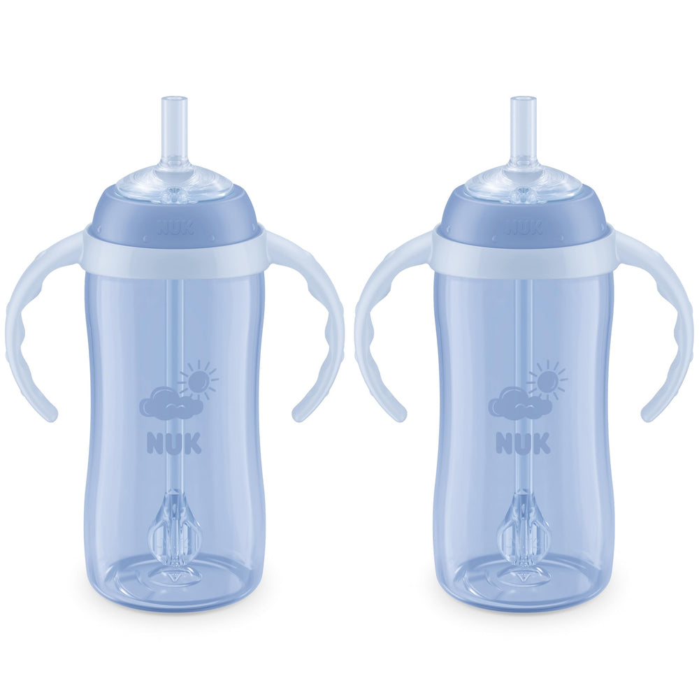 NUK front view of 10oz learner straw cup showing compact design and easy pouring