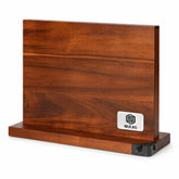 NULAS front view wooden magnetic knife block showing organized knives and quick access