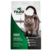 Nulo front packaging showing Alaska pollock recipe and senior formula benefits