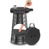 NUMANU padded collapsible stool front view showing sturdy tripod base and seat - portable support