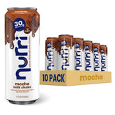 nurri mocha front can showing branding and mocha appeal and protein benefit