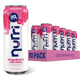 nurri front packaging showing strawberry can and brand benefit