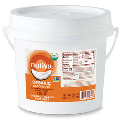 Nutiva front packaging showing 128 fl oz container and label benefits