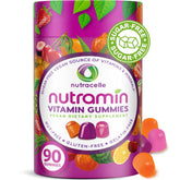 Nutracelle NUTRAMIN front label showing product benefits and sugar-free badge