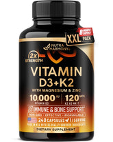 nutraharmony front label showing D3 10000 IU and K2 MK-7 benefits