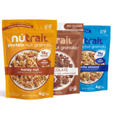 NuTrail front pack bag displayed on counter showing branding and size benefit