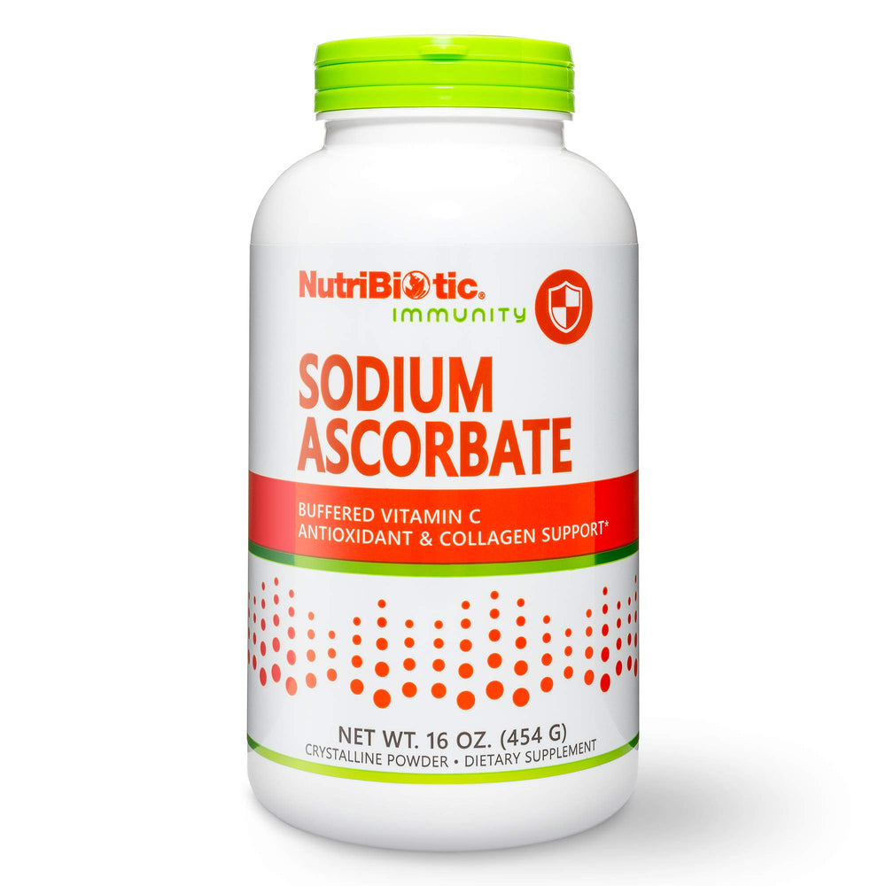 NutriBiotic front packaging showing label and 16 oz size, clear product identity benefit